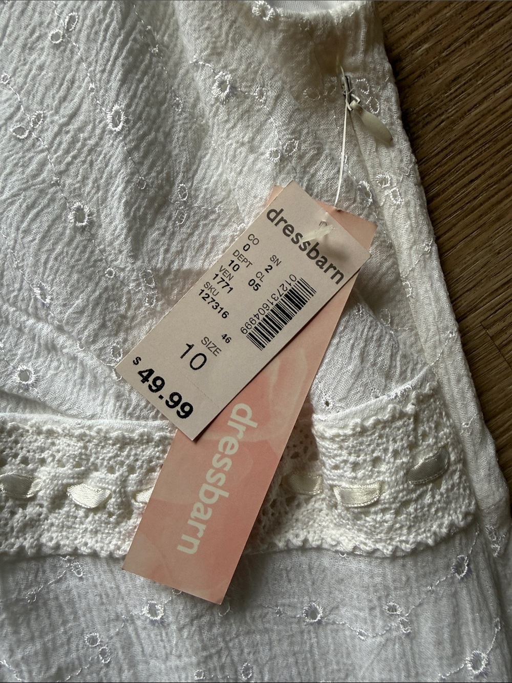 DRESSBARN New White Eyelet Tank Top Sleeveless V-Neck Maxi Dress NWT - Picture 2 of 4